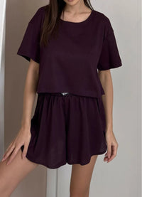 JUDY WOMEN`S PAJAMAS WITH T-SHIRT, DARK LILAC