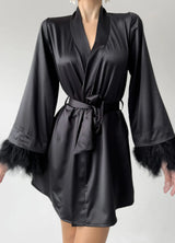 IRIS WOMENS BATHROBE, BLACK