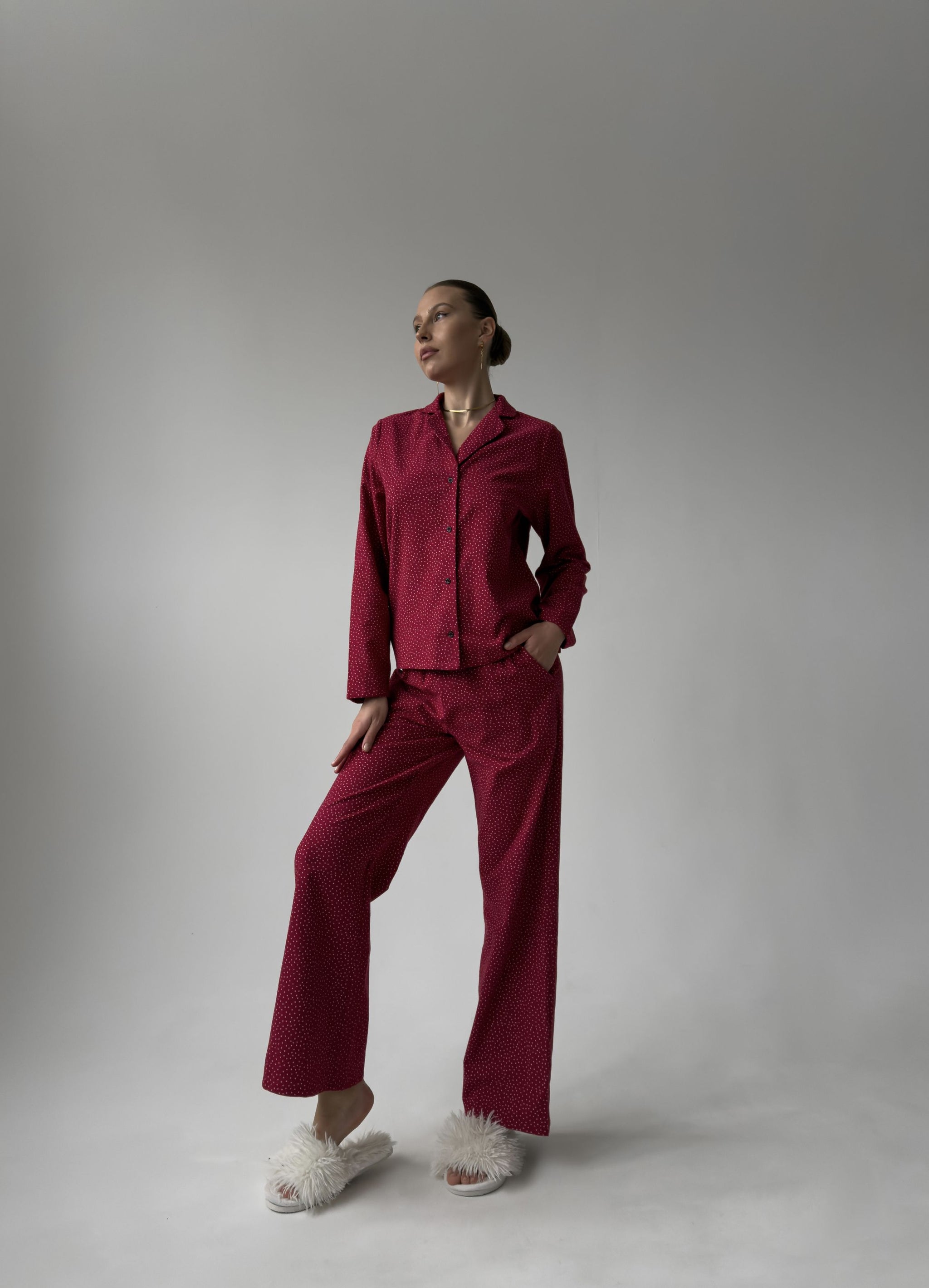 ANNIE WOMEN'S PAJAMA, BURGUNDY