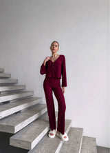 MEL WOMEN'S PAJAMA, BURGUNDY