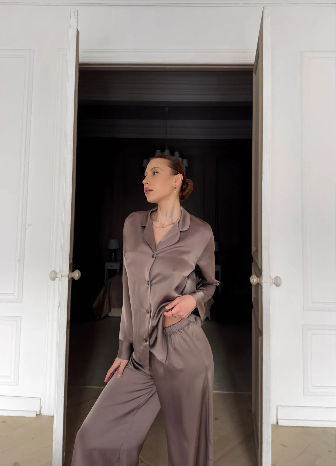 JANET WOMEN'S PAJAMA, BROWN