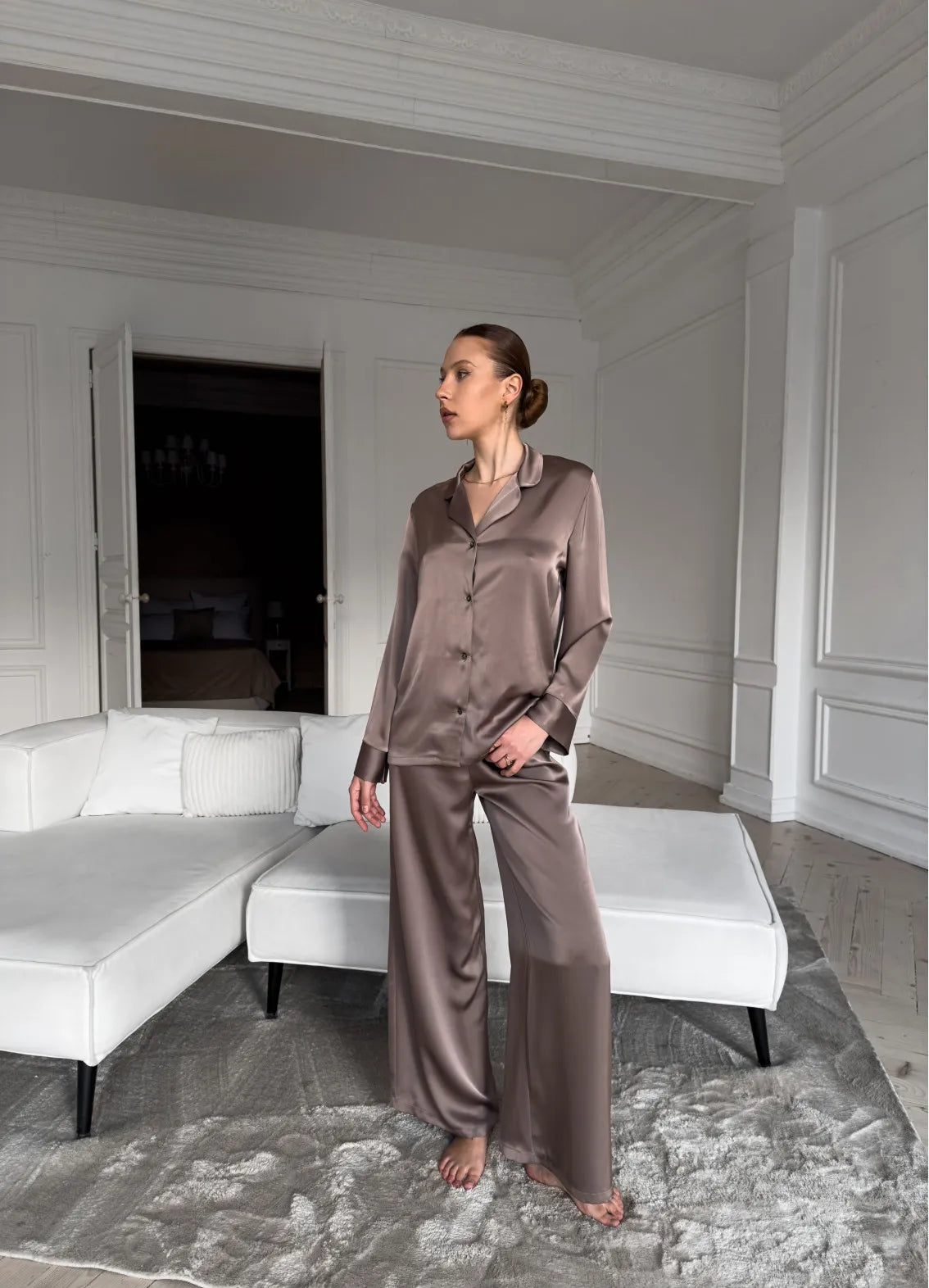 JANET WOMEN'S PAJAMA, BROWN