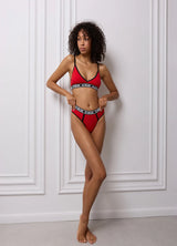 DI HELEN RUFFLE WOMEN'S UNDERWEAR SET, RED