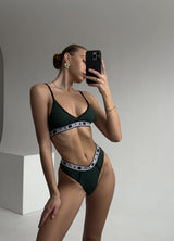 DI HELEN RUFFLE WOMEN'S UNDERWEAR SET, GREEN