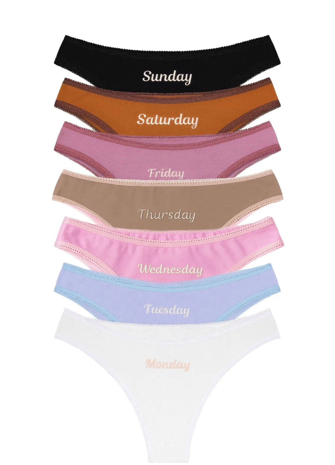 DAYS OF THE WEEK WOMEN'S SET OF PANTIES 7 PCS, MULTICOLOR