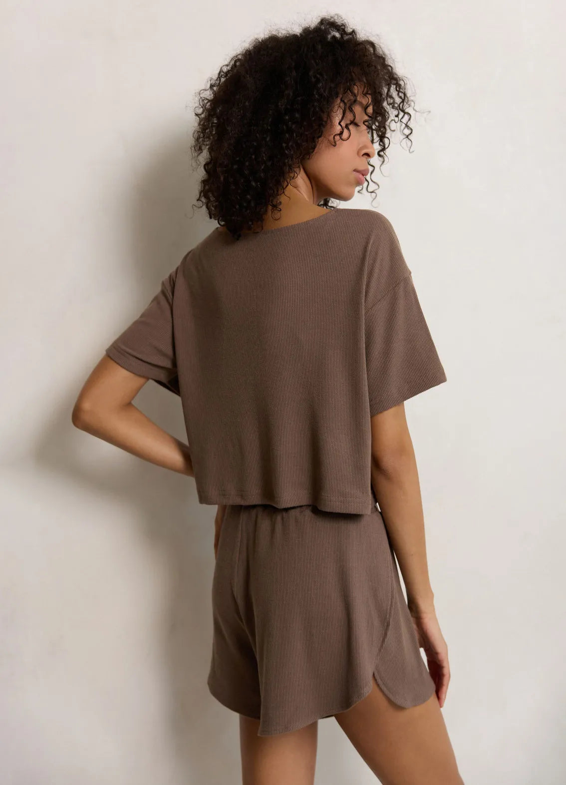 JUDY WOMEN`S PAJAMAS WITH T-SHIRT, BROWN
