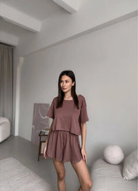 JUDY WOMEN`S PAJAMAS WITH T-SHIRT, CAPPUCCINO