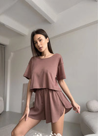 JUDY WOMEN`S PAJAMAS WITH T-SHIRT, CAPPUCCINO
