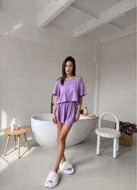 JUDY WOMEN`S PAJAMAS WITH T-SHIRT, LILAC