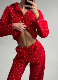 LIZZY FLANNEL WOMEN`S PAJAMAS, RED