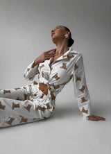 TEDDY FLANNEL WOMEN'S COTTON PAJAMA, WHITE