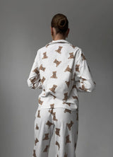 TEDDY FLANNEL WOMEN'S COTTON PAJAMA, WHITE
