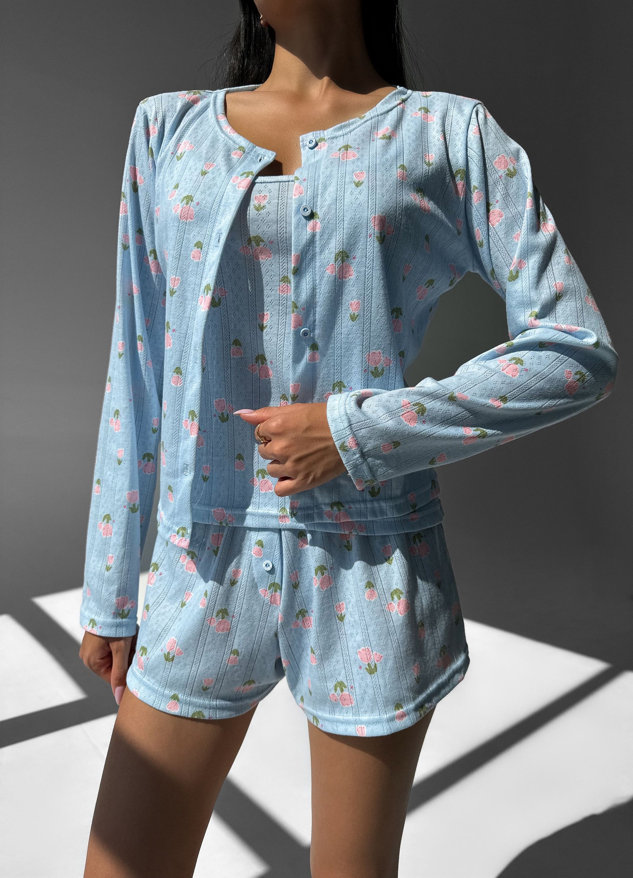 ZOEY WOMEN`S PAJAMAS WITH SHIRT, LIGHT BLUE