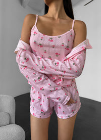 ZOEY WOMEN`S PAJAMAS WITH TOP, WHITE-PINK