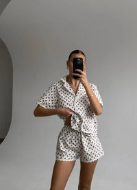 GINGERBREAD COOKIES WOMEN'S PAJAMA, WHITE