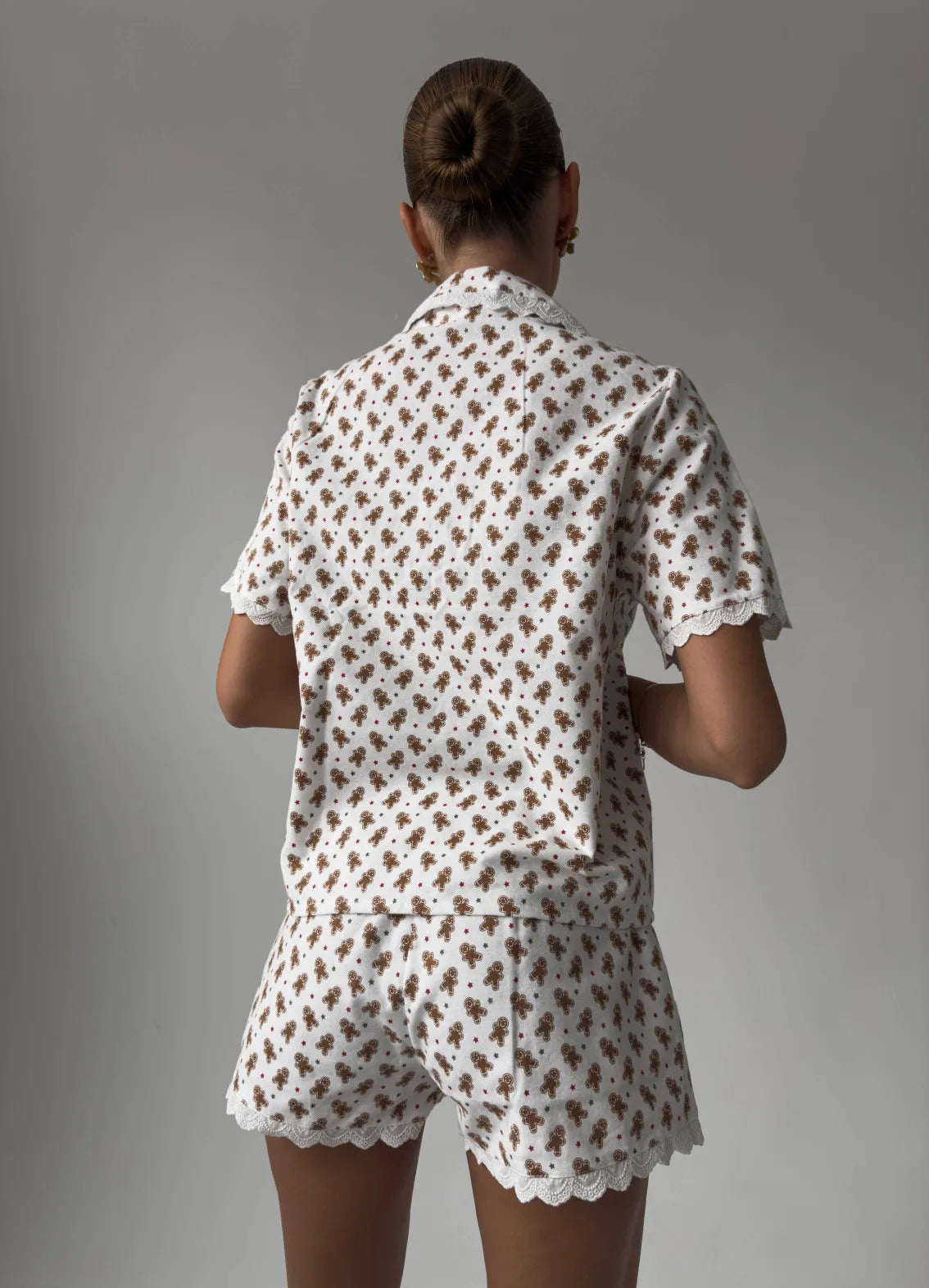 GINGERBREAD COOKIES WOMEN'S PAJAMA, WHITE