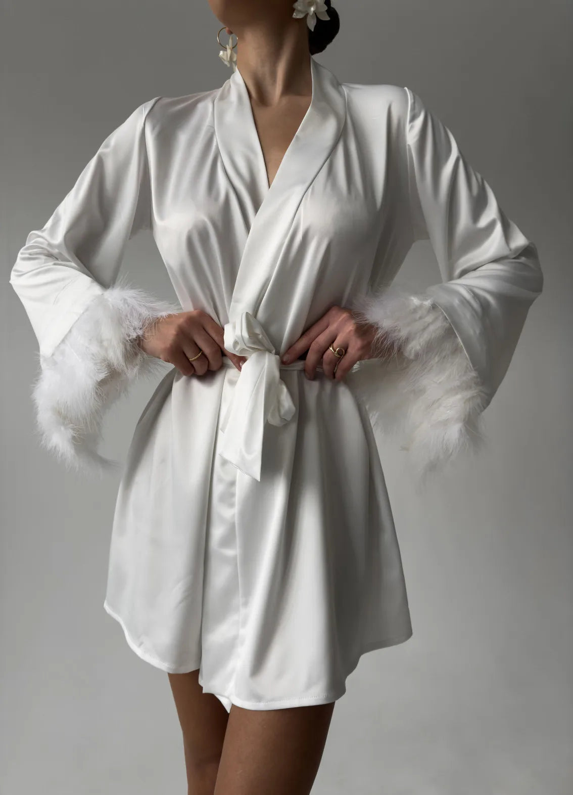 IRIS WOMENS BATHROBE, WHITE