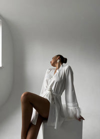 IRIS WOMENS BATHROBE, WHITE