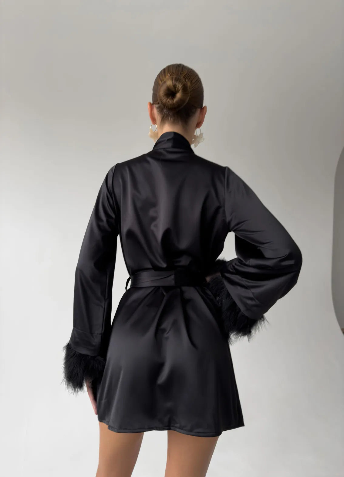 IRIS WOMENS BATHROBE, BLACK