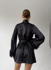IRIS WOMENS BATHROBE, BLACK