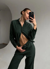 TIANA FLANNEL POLKA DOTS WOMEN'S PAJAMA, GREEN