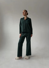 TIANA FLANNEL POLKA DOTS WOMEN'S PAJAMA, GREEN