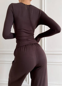 DONNA WOMEN'S PAJAMA, BROWN