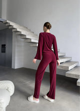 MEL WOMEN'S PAJAMA, BURGUNDY