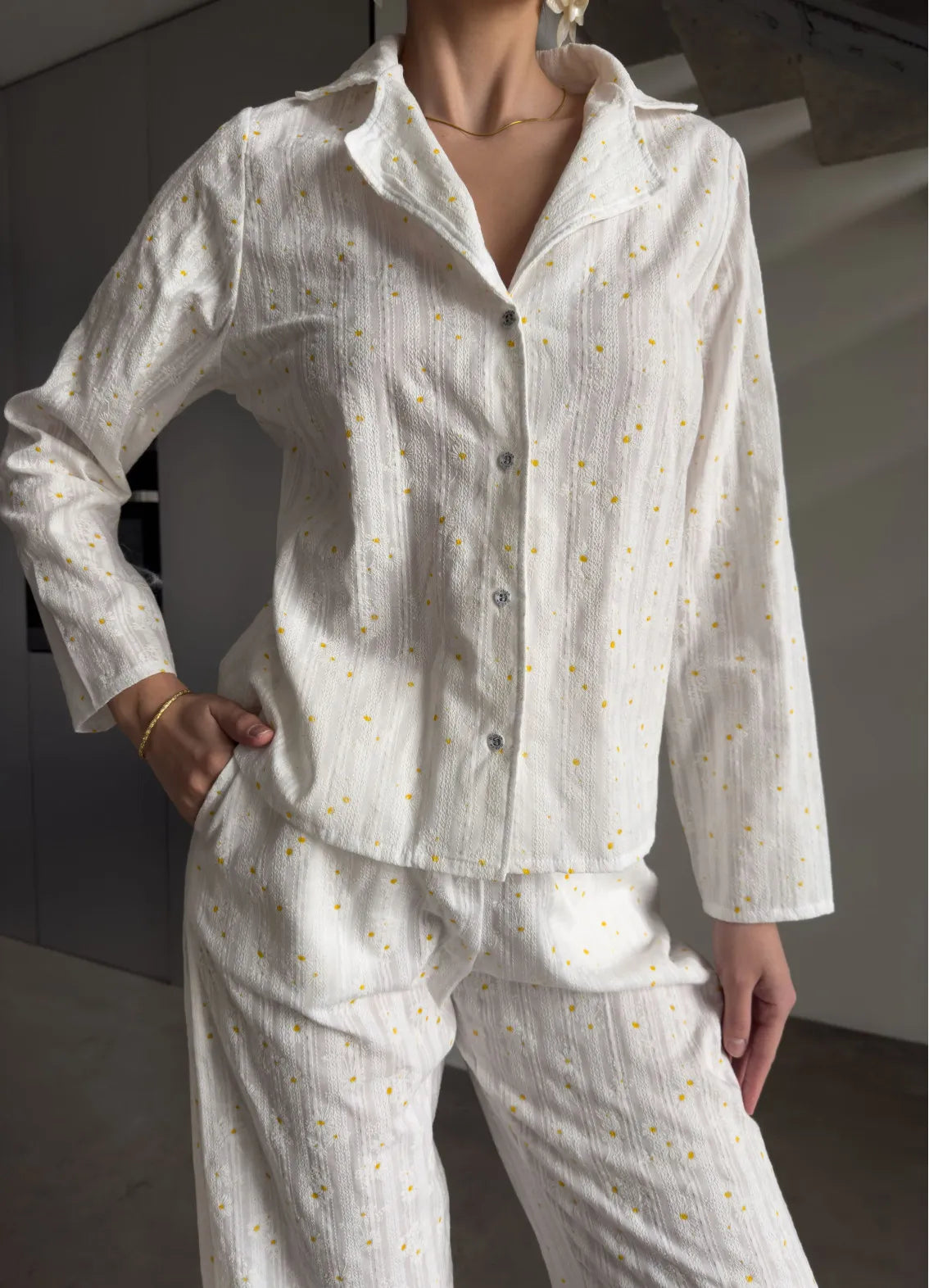 DAISY WOMEN`S PAJAMAS, WHITE