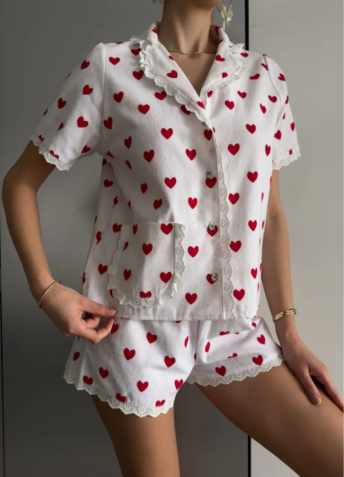 CASSIE WOMEN'S COTTON PAJAMA, WHITE