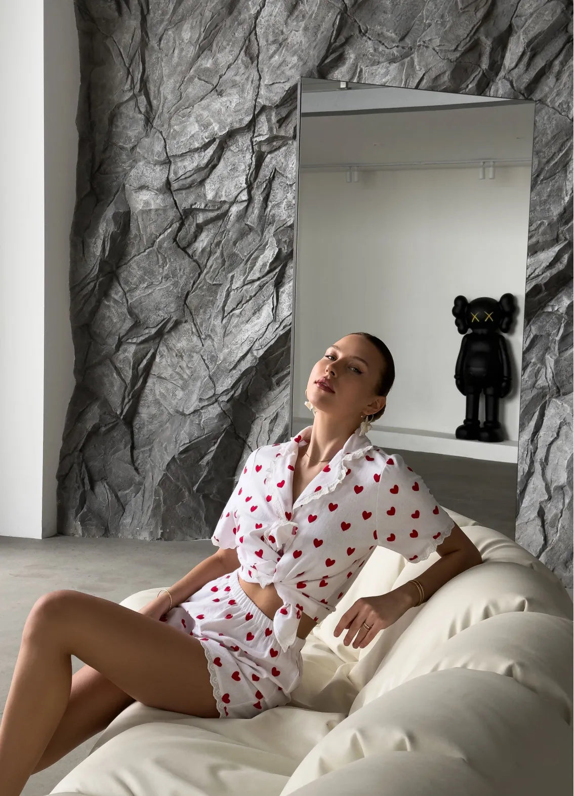 CASSIE WOMEN'S COTTON PAJAMA, WHITE