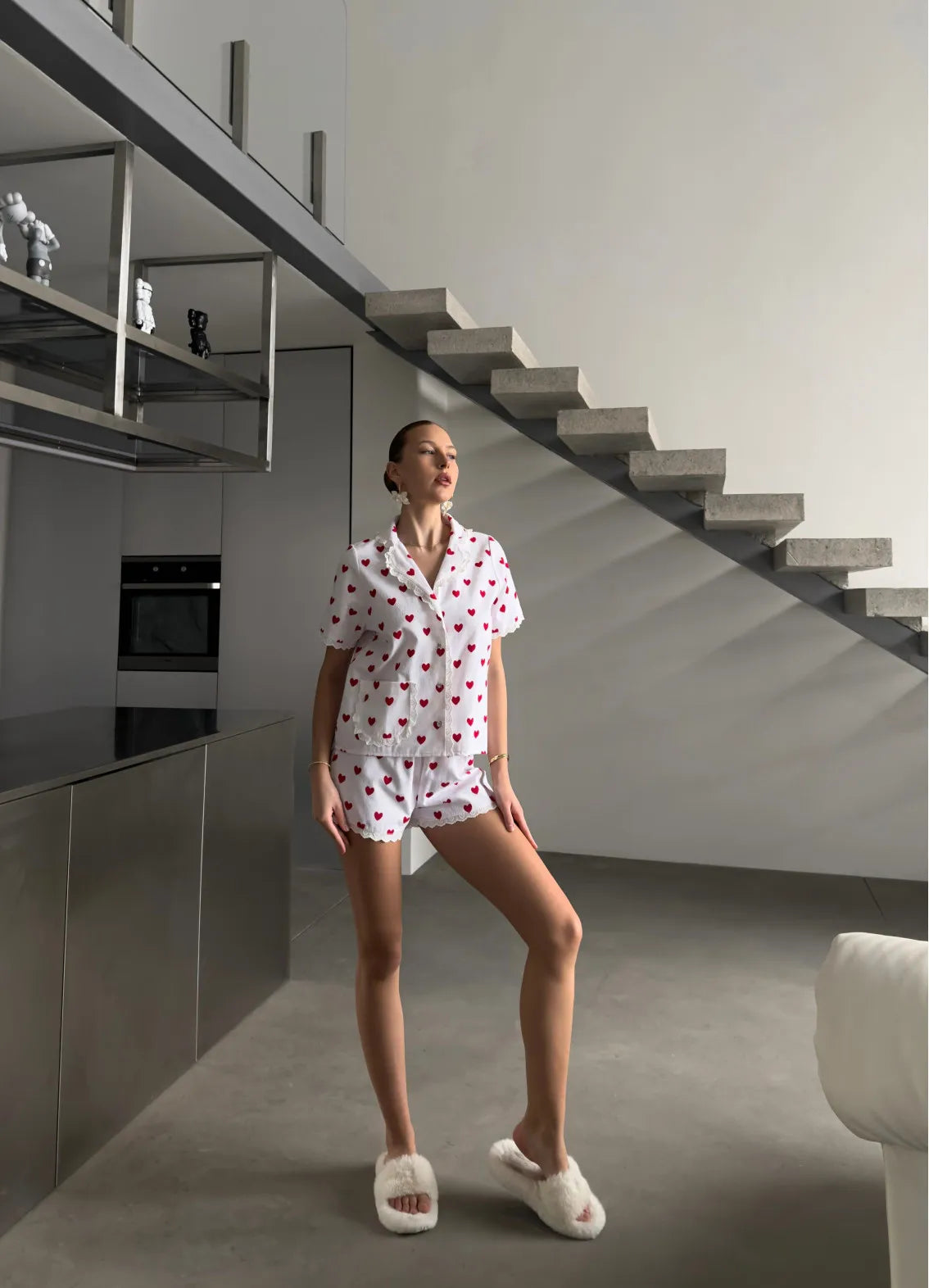 CASSIE WOMEN'S COTTON PAJAMA, WHITE