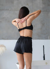 WOMEN'S PAJAMA WITH SHORTS AFFI, BLACK