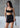 WOMEN'S PAJAMA WITH SHORTS AFFI, BLACK