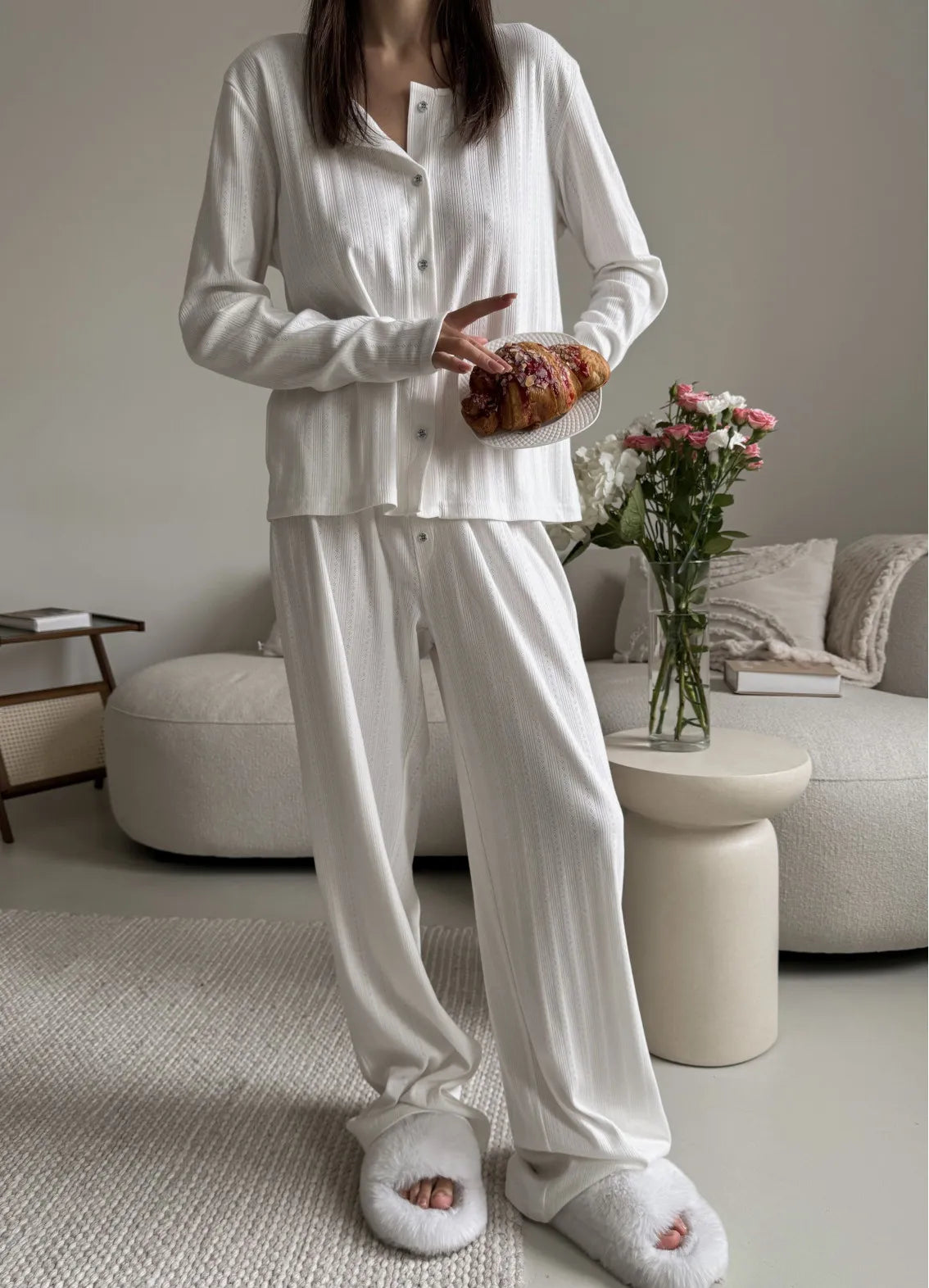 VERONA PAJAMA WITH PANTS, MILKY