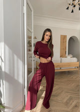 AZIZA WOMEN`S PAJAMAS, BURGUNDY