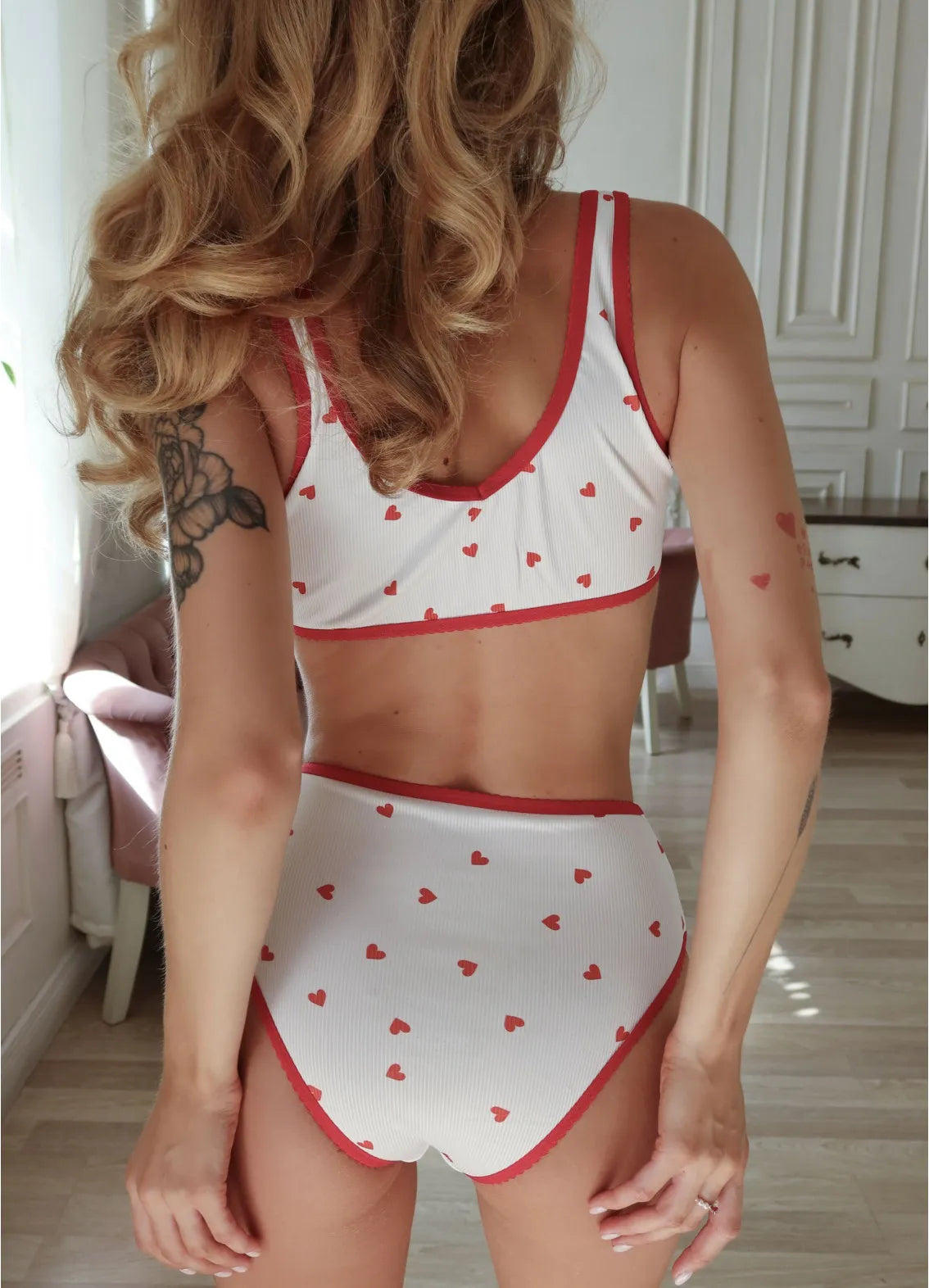 ILARIA WOMEN`S UNDERWEAR SET, RED-WHITE